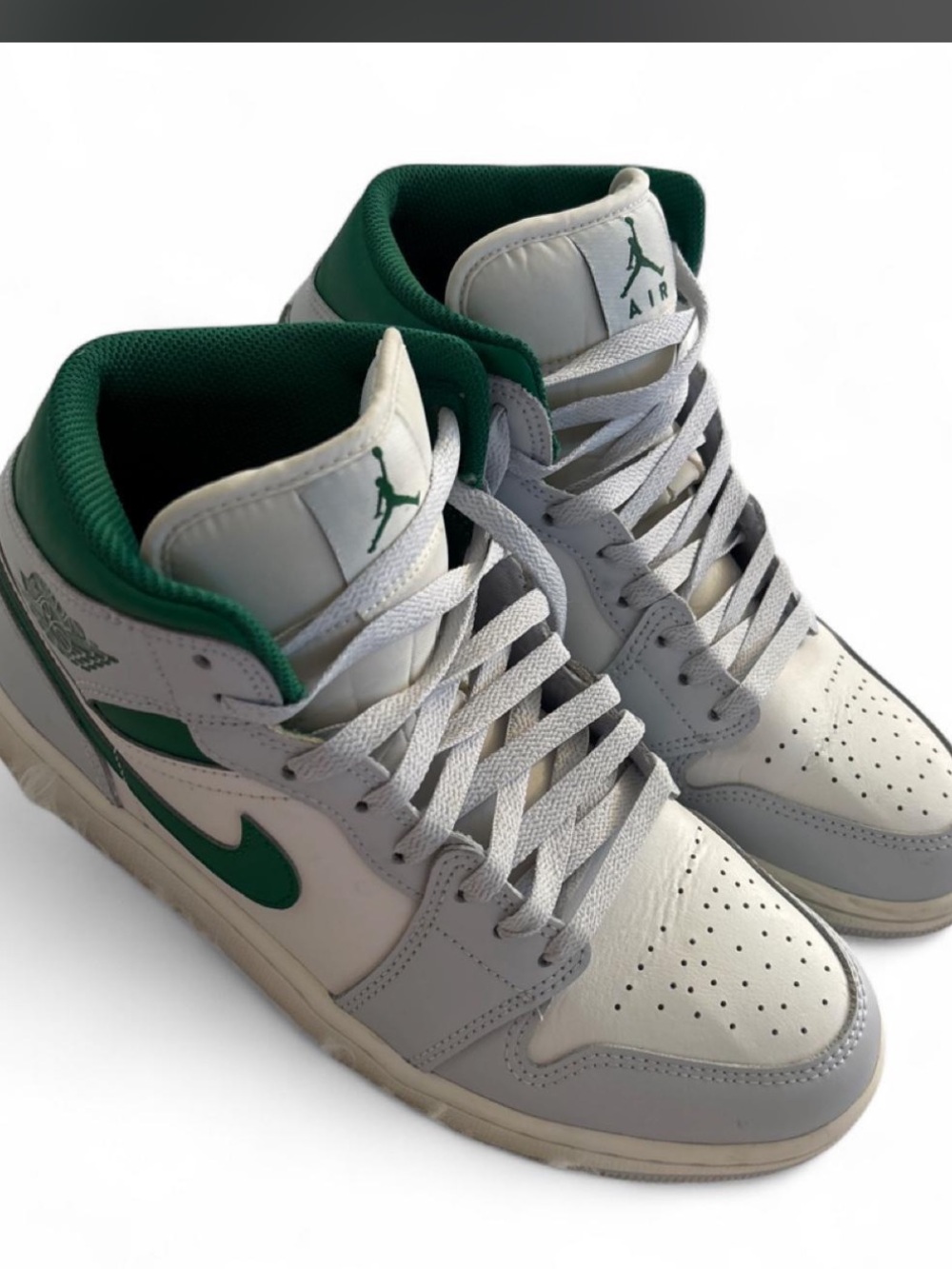 Men’s Nike Jordan Mid 1 - White and Pine Green